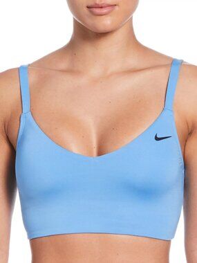 Nike Women's Essentials V-Neck Midkini Swim Top University Blue Size Large NWT
